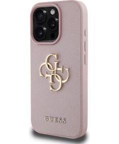 Guess PU Grained 4G Metal Logo Case Защитный чехол для iPhone 15 Pro / розовый Чехлы - альтернативные
