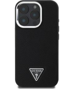 Guess PU Grained Triangle Logo MagSafe Case Aizsargapvalks priekš iPhone 16 Pro Max / melns Neoriģinālie Maciņi