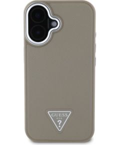 Guess PU Grained Triangle Logo MagSafe Case Aizsargapvalks priekš iPhone 16 / brūns Neoriģinālie Maciņi