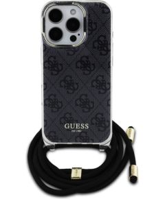 Guess IML 4G Printed Crossbody Strap Case Aizsargapvalks priekš iPhone 16 Pro Max / melns Neoriģinālie Maciņi