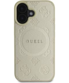 Guess Saffiano Peony Stamp MagSafe Case Aizsargapvalks priekš iPhone 16 / zelts Neoriģinālie Maciņi