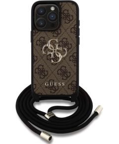 Guess PU 4G Metal Logo Crossbody Strap Case Aizsargapvalks priekš iPhone 15 Pro / brūns Neoriģinālie Maciņi