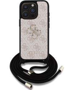 Guess PU 4G Metal Logo Crossbody Strap Case Aizsargapvalks priekš iPhone 15 Pro / rozā Neoriģinālie Maciņi