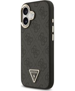 Guess PU Leather 4G Strass Triangle Logo Gold Frame MagSafe Case Aizsargapvalks priekš iPhone 17 / melns Neoriģinālie Maciņi