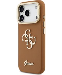 Guess PU Grained 4G Logo Stand Camera Frame Case Aizsargapvalks priekš iPhone 17 Pro / brūns Neoriģinālie Maciņi