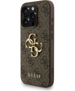 Guess PU 4G Metal Logo Strap Case Aizsargapvalks priekš iPhone 15 Pro Max / brūns Neoriģinālie Maciņi