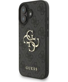 Guess PU 4G Metal Logo Strap Case Aizsargapvalks priekš iPhone 16 / melns Neoriģinālie Maciņi