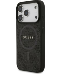 Guess PU Leather 4G Colored Ring MagSafe Case Aizsargapvalks priekš iPhone 17 Pro / melns Neoriģinālie Maciņi