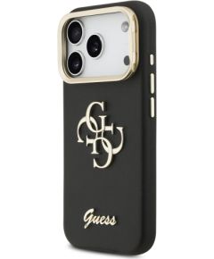 Guess PU Grained 4G Logo Stand Camera Frame Case Aizsargapvalks priekš iPhone 17 Pro / melns Neoriģinālie Maciņi