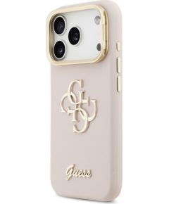Guess PU Grained 4G Logo Stand Camera Frame Case Aizsargapvalks priekš iPhone 17 Pro / rozā Neoriģinālie Maciņi
