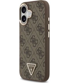 Guess PU Leather 4G Strass Triangle Logo Gold Frame MagSafe Case Aizsargapvalks priekš iPhone 17 / brūns Neoriģinālie Maciņi