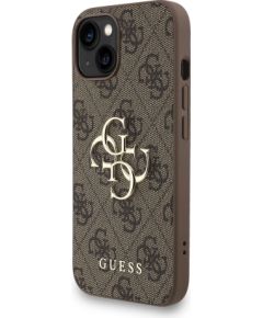 Guess PU 4G Metal Logo Strap Case Aizsargapvalks priekš iPhone 15 / brūns Neoriģinālie Maciņi