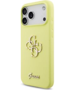 Guess Liquid Silicone 4G Metal Logo Case Aizsargapvalks priekš iPhone 17 Pro Max / dzeltens Neoriģinālie Maciņi
