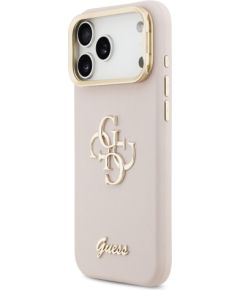 Guess PU Grained 4G Logo Stand Camera Frame Case Aizsargapvalks priekš iPhone 17 Pro Max / rozā Neoriģinālie Maciņi