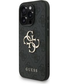 Guess PU 4G Metal Logo Strap Case Aizsargapvalks priekš iPhone 15 Pro Max / melns Neoriģinālie Maciņi