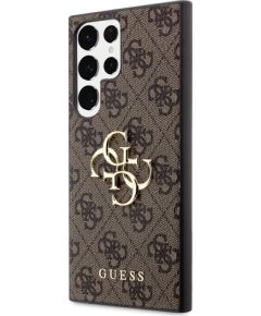 Guess PU 4G Metal Logo Case Защитный чехол для Samsung Galaxy S23 Ultra / коричневый Чехлы - альтернативные