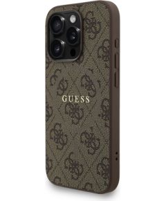 Guess PU Leather 4G Colored Ring Strap MagSafe Case Aizsargapvalks priekš iPhone 15 Pro / brūns Neoriģinālie Maciņi
