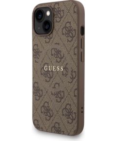 Guess PU Leather 4G Colored Ring Strap MagSafe Case Aizsargapvalks priekš iPhone 15 / brūns Neoriģinālie Maciņi