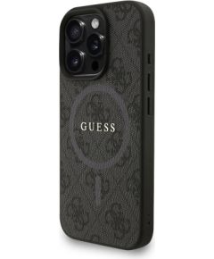 Guess PU Leather 4G Colored Ring Strap MagSafe Case Aizsargapvalks priekš iPhone 16 Pro Max / melns Neoriģinālie Maciņi