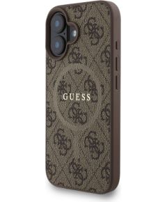 Guess PU Leather 4G Colored Ring Strap MagSafe Case Aizsargapvalks priekš iPhone 16 / brūns Neoriģinālie Maciņi