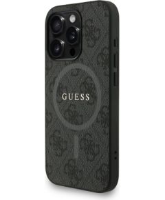 Guess PU Leather 4G Colored Ring Strap MagSafe Case Aizsargapvalks priekš iPhone 15 Pro Max / melns Neoriģinālie Maciņi