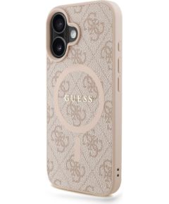Guess PU Leather 4G Colored Ring Strap MagSafe Case Aizsargapvalks priekš iPhone 16 / rozā Neoriģinālie Maciņi