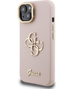Guess PU Grained 4G Logo Stand Camera Frame Case Aizsargapvalks priekš iPhone 13 / rozā Neoriģinālie Maciņi