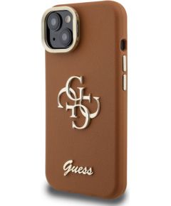 Guess PU Grained 4G Logo Stand Camera Frame Case Aizsargapvalks priekš iPhone 13 / brūns Neoriģinālie Maciņi
