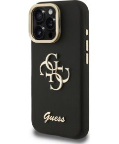 Guess PU Grained 4G Logo Stand Camera Frame Case Aizsargapvalks priekš iPhone 15 Pro Max / melns Neoriģinālie Maciņi