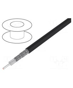 Wire: coaxial; RG223U; wire; Cu; PVC; black; 100m; Øcable: 5.4mm TASKER Проводa