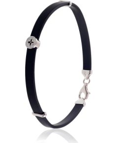 Серебряный браслет #2600377(PRh-Gr)_ML-W+ML-BK, Серебро 925°, родий (покрытие), Ювелирная эмаль, длина: 21 см, 4.8 гр. Viriešiem