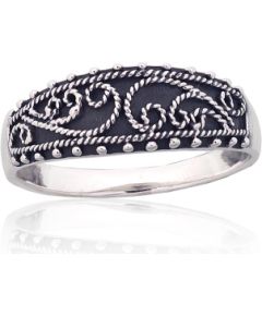 Sudraba gredzens #2101872(POx-Bk), Sudrabs 925°, oksids (pārklājums), Izmērs: 16.5, 3.6 gr. Sieviešu