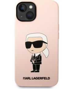 Karl Lagerfeld Liquid Silicone Ikonik NFT Case Aizsargapvalks priekš iPhone 14 Plus / rozā Neoriģinālie Maciņi