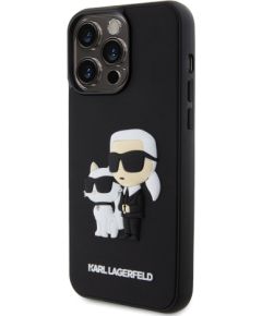 Karl Lagerfeld 3D Rubber Karl and Choupette Case Aizsargapvalks priekš iPhone 13 Pro Max / melns Neoriģinālie Maciņi