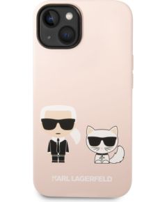 Karl Lagerfeld and Choupette Liquid Silicone Case Aizsargapvalks priekš iPhone 14 Plus / rozā Neoriģinālie Maciņi