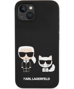 Karl Lagerfeld MagSafe Liquid Silicone Karl and Choupette Case Aizsargapvalks priekš iPhone 14 Plus / melns Neoriģinālie Maciņi