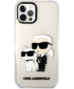 Karl Lagerfeld IML Glitter Karl and Choupette NFT Aizsargapvalks priekš iPhone 12/12 Pro / caurspīdīgs Neoriģinālie Maciņi