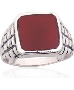 Sudraba gredzens #2101862(POx-Bk)_CA, Sudrabs 925°, oksids (pārklājums), Serdoliks, Izmērs: 20, 9.9 gr. Viriešiem