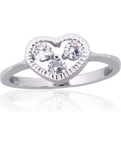 Sudraba gredzens #2101856(PRh-Gr)_CZ, Sudrabs 925°, rodijs (pārklājums), Cirkoni, Izmērs: 18, 1.9 gr. Sieviešu