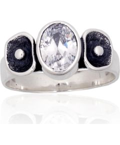 Sudraba gredzens #2101828(POx-Bk)_CZ, Sudrabs 925°, oksids (pārklājums), Cirkoni, Izmērs: 18.5, 4.3 gr. Sieviešu