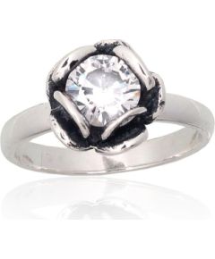 Sudraba gredzens #2101827(POx-Bk)_CZ, Sudrabs 925°, oksids (pārklājums), Cirkoni, Izmērs: 18.5, 4.4 gr. Sieviešu