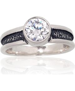 Sudraba gredzens #2101825(POx-Bk)_CZ, Sudrabs 925°, oksids (pārklājums), Cirkoni, Izmērs: 18.5, 5.4 gr. Sieviešu