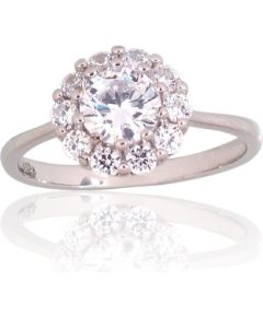 Sudraba gredzens #2101821(PRh-Gr)_CZ, Sudrabs 925°, rodijs (pārklājums), Cirkoni, Izmērs: 17, 2.8 gr. Saderināšanās gredzeni