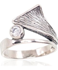 Sudraba gredzens #2101407(POx-Bk)_CZ, Sudrabs 925°, oksids (pārklājums), Cirkoni, Izmērs: 17.5, 3.3 gr. Sieviešu