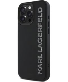Karl Lagerfeld 3D Rubber Glitter Logo Case Aizsargapvalks priekš iPhone 15 Pro / melns Neoriģinālie Maciņi