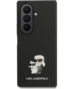 Karl Lagerfeld PU Saffiano Karl and Choupette Aizsargapvalks priekš Samsung Galaxy Z Fold 7 / melns Neoriģinālie Maciņi