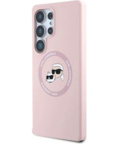 Karl Lagerfeld Liquid Silicone K&CH Heads MagSafe Case Aizsargapvalks priekš Samsung Galaxy S25 Ultra / rozā Neoriģinālie Maciņi