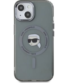 Karl Lagerfeld IML Karl Head Metal Frame MagSafe Aizsargapvalks priekš iPhone 15 / melns Neoriģinālie Maciņi