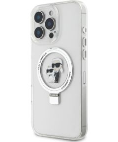 Karl Lagerfeld Ringstand Karl and Choupette MagSafe Aizsargapvalks priekš iPhone 16 Pro Max / balts Neoriģinālie Maciņi