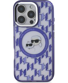 Karl Lagerfeld IML Monogram K&CH Heads MagSafe Case Aizsargapvalks priekš iPhone 16 Pro Max / violets Neoriģinālie Maciņi